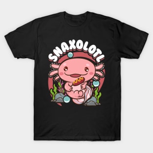 Snaxolotl Funny Axolotl Pun Snacks Desserts Kawaii T-Shirt